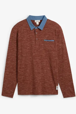 bonprix Poloshirt mit gewebtem Kragen, Langarm