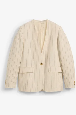 bonprix Kragenlose Blazerjacke aus reinem Leinen