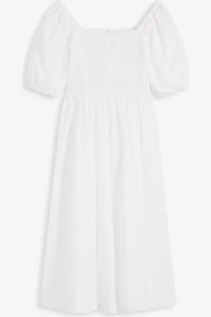 bonprix Midikleid mit Puffärmeln und Smoke-Detail