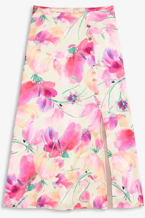 bonprix Satin Maxirock mit dekorativen Knöpfen