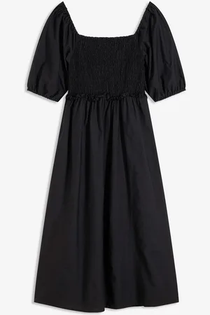 bonprix Midikleid mit Puffärmeln und Smoke-Detail