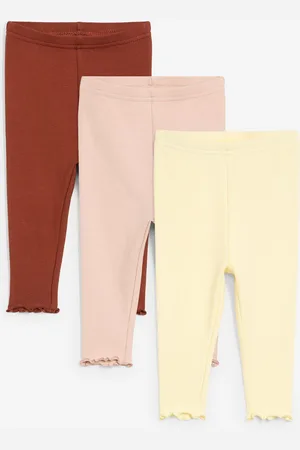bonprix Gerippte Leggings aus Bio-Baumwolle mit Volants (3er Pack)