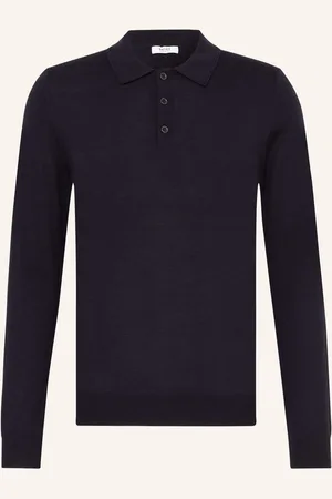 Reiss Strick-Poloshirt Trafford Aus Merinowolle blau