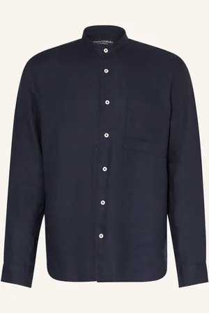 Marc O’ Polo Leinenhemd Regular Fit Mit Stehkragen blau