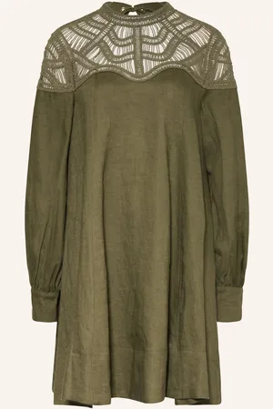Riani Leinenkleid Mit Spitze gruen
