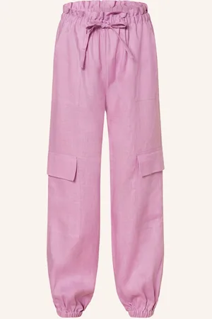 Mrs & HUGS Cargohose Aus Leinen lila