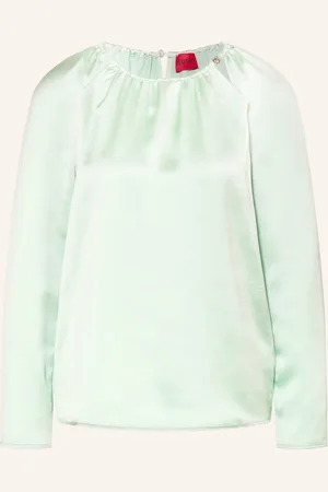 HUGO BOSS Blusenshirt Cacelia Aus Satin Mit Cut-Outs gruen