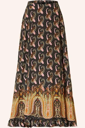 Etro Seidenrock Mit Rüschen schwarz