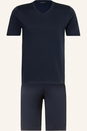 Hanro Shorty-Schlafanzug Night Selection blau