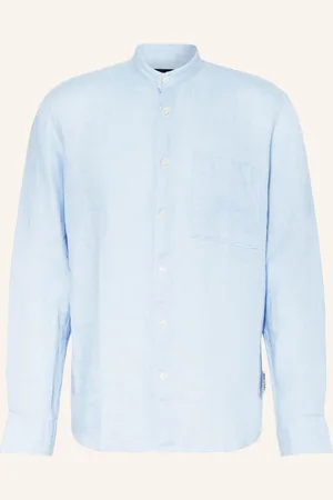 Marc O’ Polo Leinenhemd Regular Fit Mit Stehkragen blau