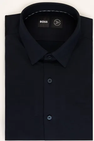 HUGO BOSS Jerseyhemd Hank Slim Fit blau