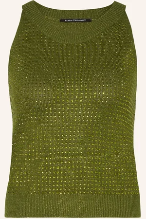 Luisa Cerano Stricktop Mit Schmucksteinen gruen