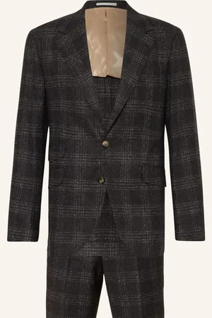 Brunello Cucinelli Flanell-Anzug Slim Fit Mit Seide grau