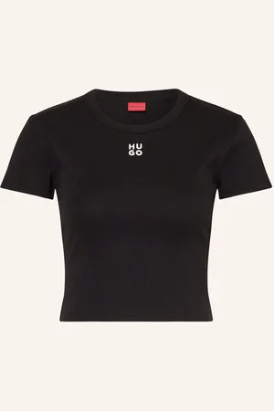 HUGO BOSS Cropped-Shirt Delanor schwarz