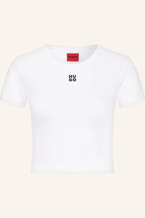 HUGO BOSS Cropped-Shirt Delanor weiss