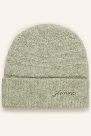 Ganni Mütze Mit Alpaka beige