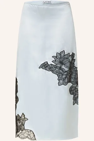 Ganni Satinrock Mit Spitze blau