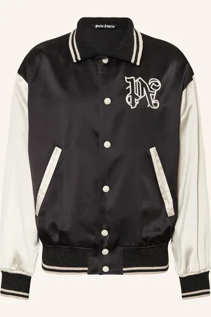Palm Angels College-Jacke Aus Satin Mit Glitzergarn schwarz