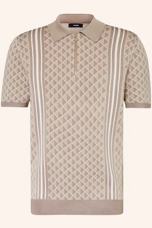 Reiss Strick-Poloshirt Sanderson beige