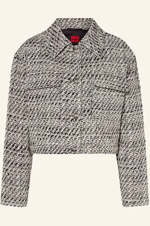 HUGO BOSS Kastenjacke Aliceli Aus Tweed Mit Glitzergarn schwarz