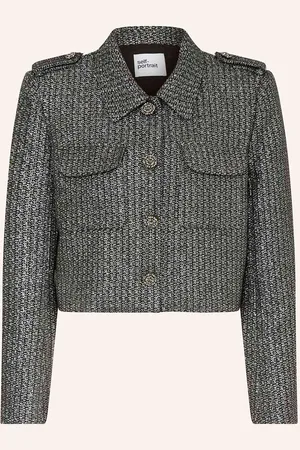 Self-Portrait Bouclé-Jacke Mit Glitzergarn schwarz
