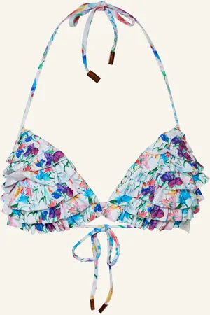 Vilebrequin Triangel-Bikini-Top Happy Flowers blau