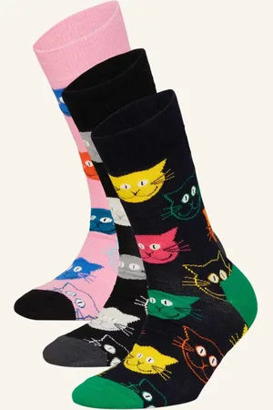 Happy Socks 3er-Pack Strümpfe Cat Mit Geschenkbox rosa