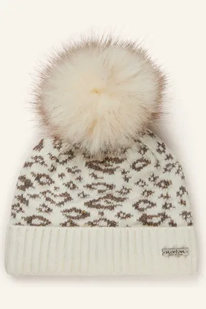 Norton Mütze Mit Kunstpelzbommel Und Glitzergarn weiss