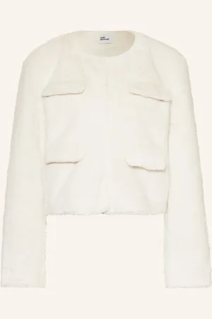 Self-Portrait Overjacket Mit Kunstpelz weiss