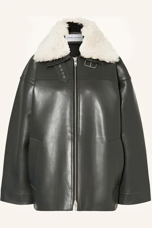 Stand Studio Lederjacke Emelia Mit Abnehmbarem Kunstfell gruen