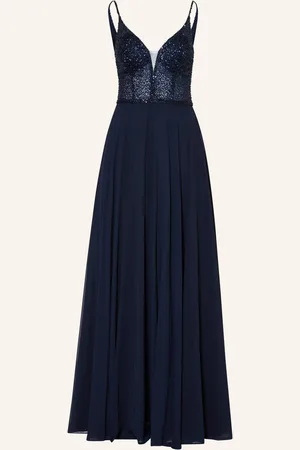 hey kyla Abendkleid Mit Pailetten Und Schmucksteinen blau