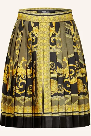 VERSACE Faltenrock Aus Seide gelb