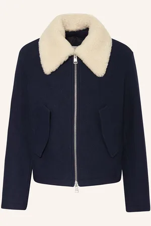 Ami Jacke Mit Abnehmbarem Kunstfell blau