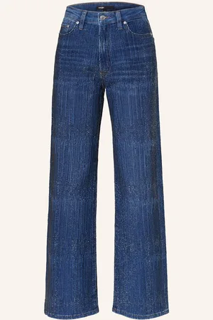Maje Straight Jeans Mit Schmucksteinen blau