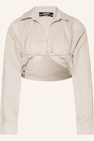 Jacquemus Cropped-Blusenshirt La Chemise Machou Mit Leinen beige