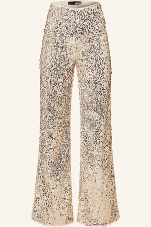 ROTATE Marlenehose Mit Pailletten gold
