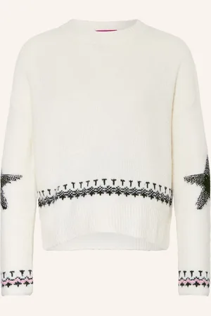 Frogbox Pullover Mit Schmucksteinen weiss