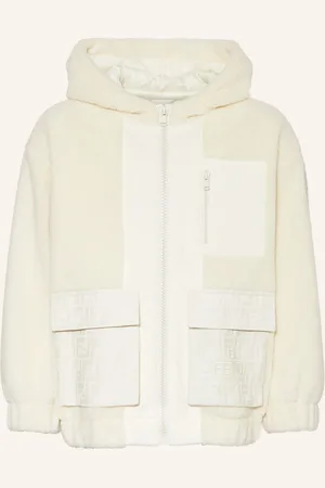 Fendi Teddyfell-Jacke Im Materialmix weiss
