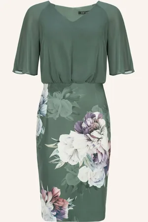 Swing Cocktailkleid Im Materialmix gruen