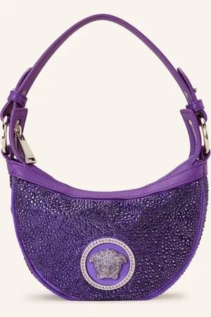 VERSACE Handtasche Mit Schmucksteinen lila