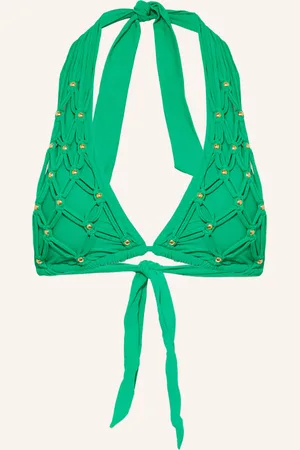 PQ Neckholder-Bikini-Top Seaweed Mit Schmuckperlen gruen