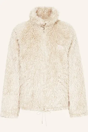 Marni Teddyfell-Jacke Mit Abnehmbarer Kapuze beige
