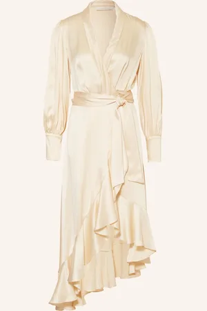 ZIMMERMANN Wickelkleid Aus Seide Mit Volants beige