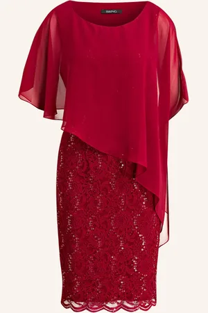 Swing Cocktailkleid Mit Spitze rot