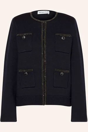 Self-Portrait Kastenjacke Mit Schmucksteinen blau