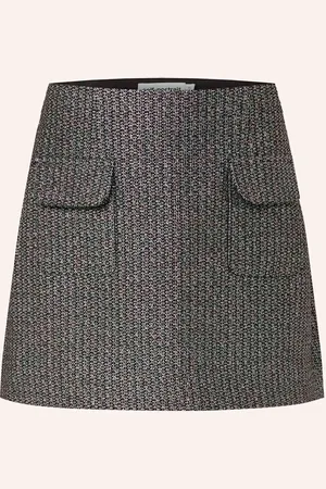 Self-Portrait Bouclé-Rock Mit Glitzergarn schwarz