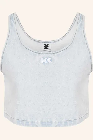 Karo Kauer Cropped-Jeanstop blau