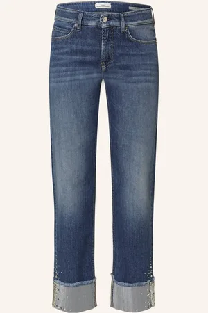 Cambio Straight Jeans Paris Mit Schmucksteinen Und Pailletten blau