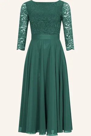 Swing Cocktailkleid Mit Spitzenbesatz gruen