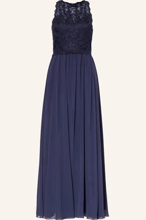 hey kyla Abendkleid Mit Spitze Und Schmucksteinen blau